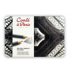 Boîte métal Dessin 12 crayons graphite Conté à Paris
