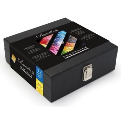 Coffret bois noir aquarelle extra-fine Sennelier de 24 1/2 godets