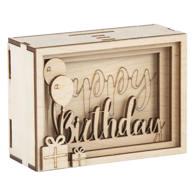 Kit DIY tirelire en  bois  avec d cor Happy birthday 11 