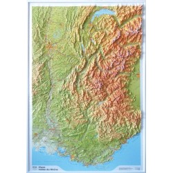 Carte en relief IGN Alpes / Vallée du Rhône - 80x113 cm