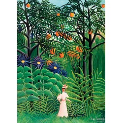 Puzzle 1000 pièces - Femme se promenant dans une forêt exotique de Rousseau