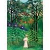 Puzzle 1000 pièces - Femme se promenant dans une forêt exotique de Rousseau