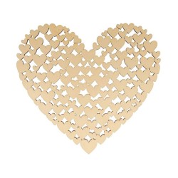 Coeur de coeurs en bois 27x25x0,5cm