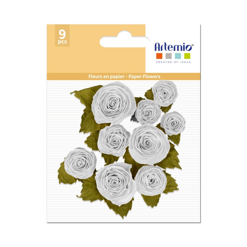 Fleurs papier Layla blanches x9pcs