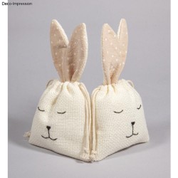 Sachets en tissu Lapin 12x21cm x2pcs