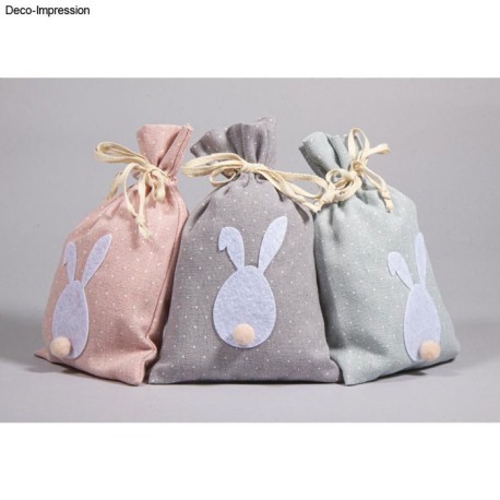 Kit Sachets en tissu avec Lapin, 12x19,5cm x3pcs