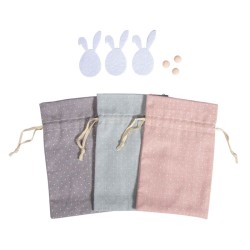 Kit Sachets en tissu avec Lapin, 12x19,5cm x3pcs