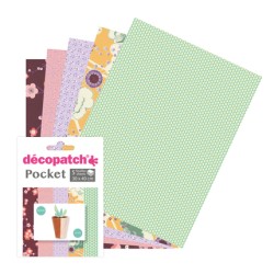 Pochette Décopatch Pocket n°25, 5 feuilles 30x40 cm assorties
