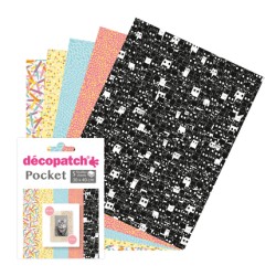 Pochette Décopatch Pocket n°22, 5 feuilles 30x40 cm assorties