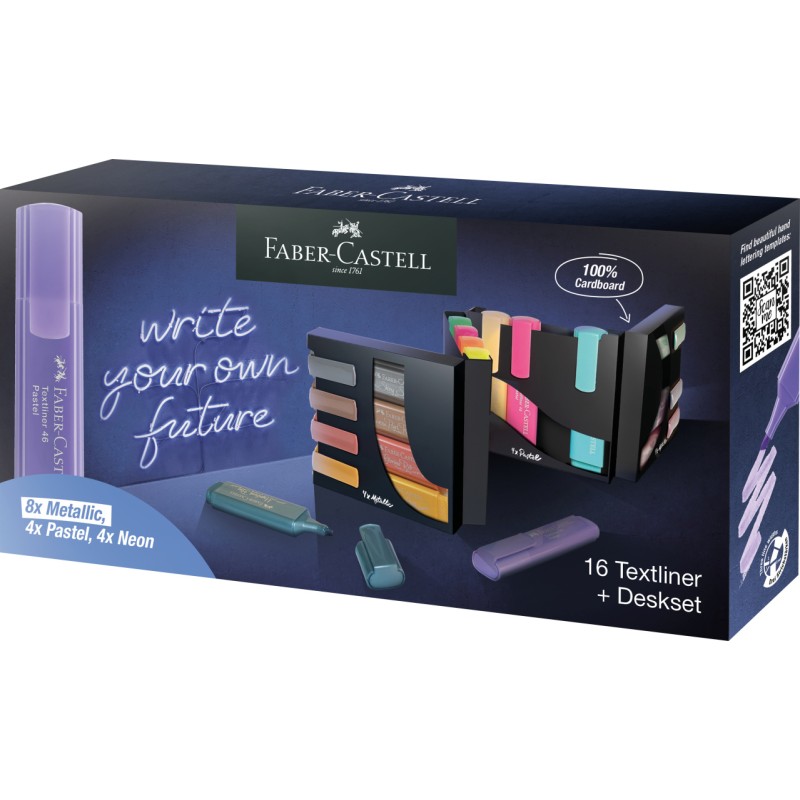 Coffret de 16 surligneurs Textliners (Fluo, Métal et Pastel)