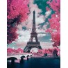 Broderie diamant 40x50cm sur toile roulée - Tour Eiffel en fleurs