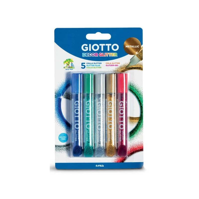 Etuis de 5 stylos gel à paillettes Giotto Decor Glitter