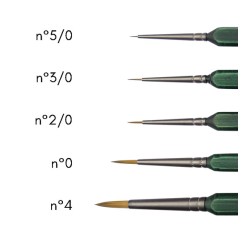 Pinceaux ronds pour modélisme en fibres synthétiques imitation martre