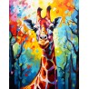 Broderie diamant 40x50cm sur toile roulée - Girafe colorée abstraite