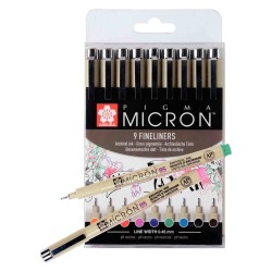 Set de 9 feutres Fineliners 0.5 mm Pigma Micron Sakura