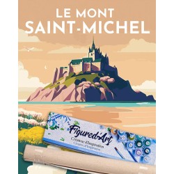 Peinture par numéros 40x50cm sur toile roulée - Affiche vintage Mont St Michel