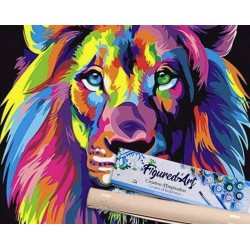 Peinture par numéros 40x50cm sur toile roulée - Lion Pop Art