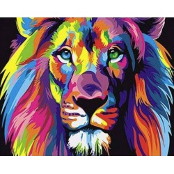 Peinture par numéros 40x50cm sur toile roulée - Lion Pop Art