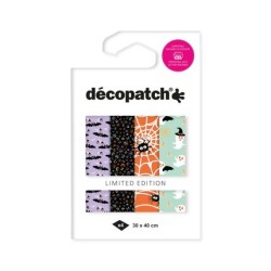 Pochette Décopatch Texture Halloween n°2, 4 feuilles 30x40 cm assorties