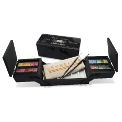 Coffret bois noir aquarelle extra-fine Sennelier de 24 1/2 godets