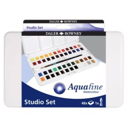 Boîte aquarelle Aquafine x48 1/2 godets + pinceau