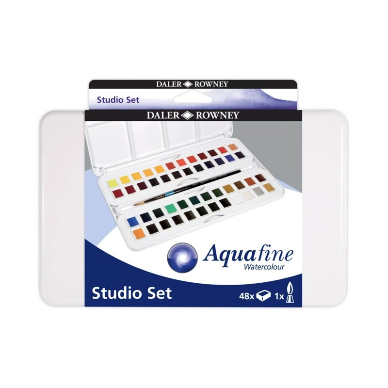 Boîte aquarelle Aquafine x48 1/2 godets + pinceau