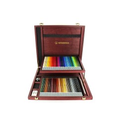 Coffret en bois de 60 crayons pastels Carbothello