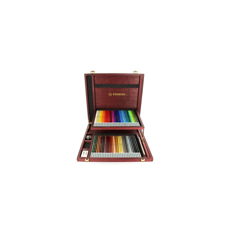 Coffret en bois de 60 crayons pastels Carbothello