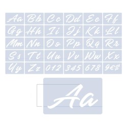 Set de pochoirs alphabet et chiffres Manuscrit Decorative x30pcs