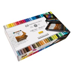 Coffret en bois noir Sennelier x60 demi-pastels + bloc Pastel Mix Média