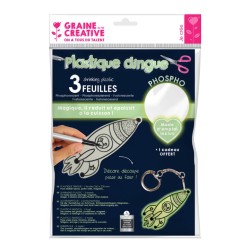 Plastique dingue phosphorescent 26x20cm x3fls