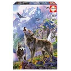 Puzzle 500 pièces - Loups sur les rochers